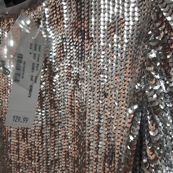 NWT J.Crew silver sequin blouse with bows - Picture 2 of 3